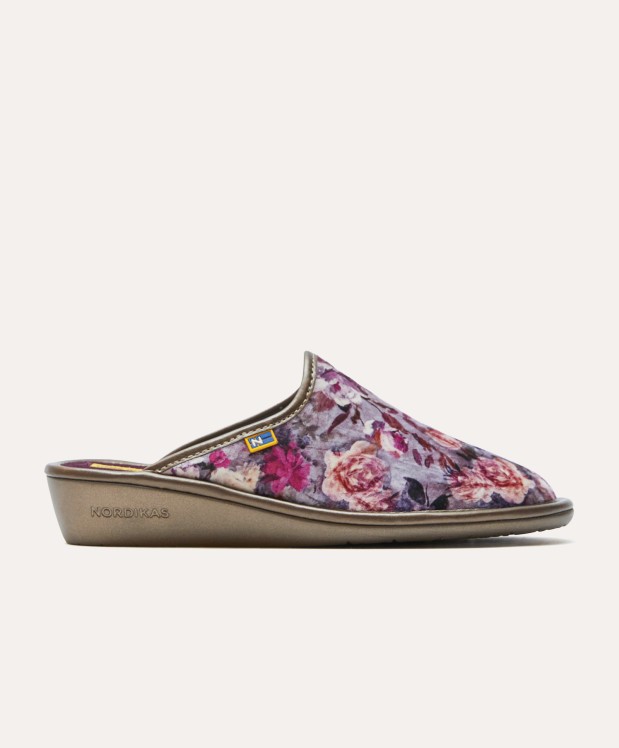 nordikas ZAPATILLAS DE CASA MUJER ROSAS MORADO Outlet