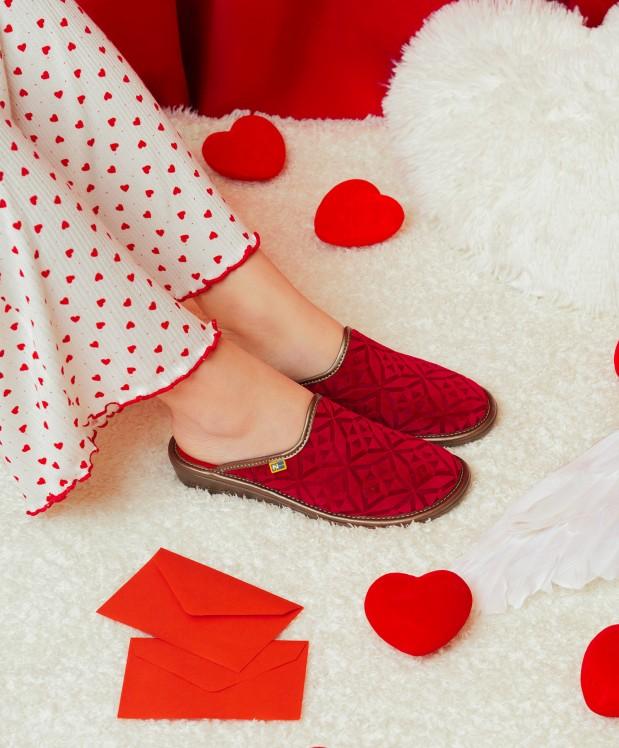 nordikas ZAPATILLAS DE CASA MUJER TERCIOPELO ROJO Rebajas baratas