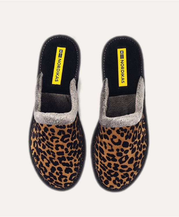 nordikas ZAPATILLAS DE CASA MUJER LEOPARDO CUERO Precios de Black Friday