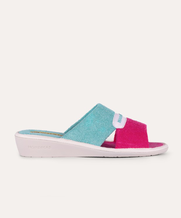 nordikas ZAPATILLAS DE CASA MUJER TOALLA FUXIA VERDE Rebajas