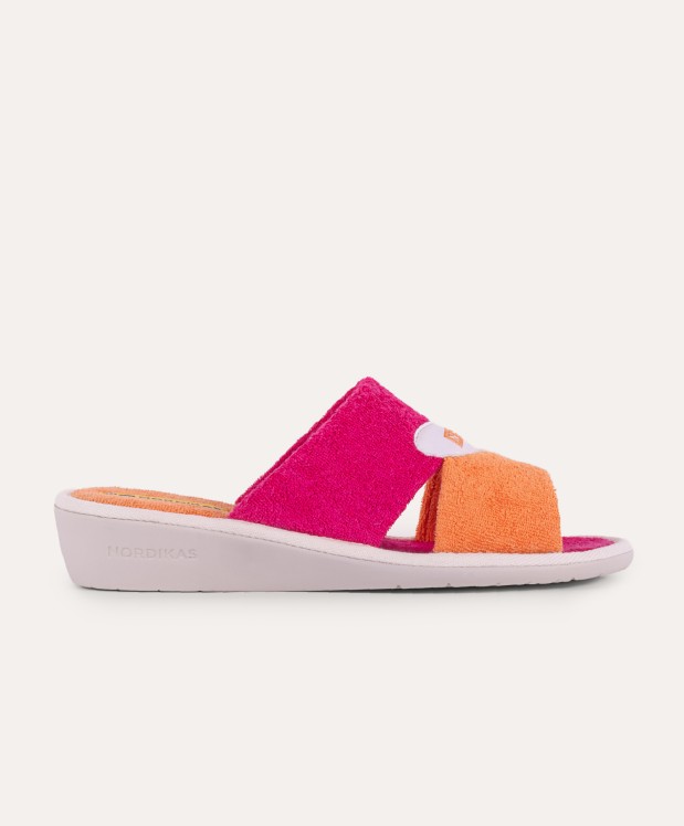 nordikas ZAPATILLAS DE CASA MUJER TOALLA NARANJA FUXIA En oferta