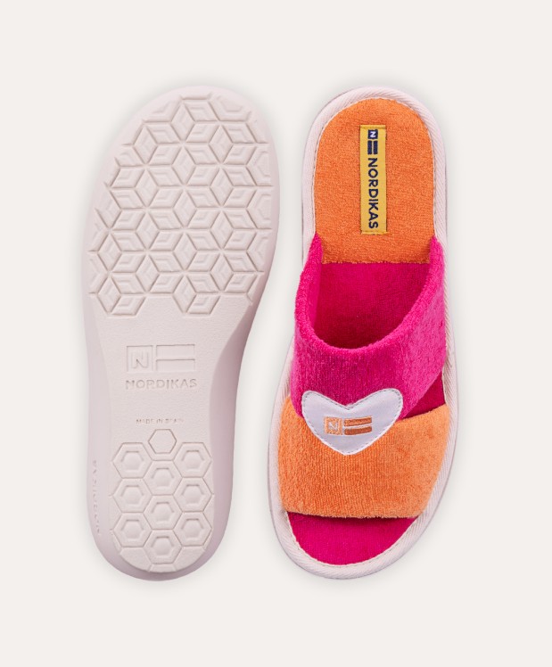 nordikas ZAPATILLAS DE CASA MUJER TOALLA NARANJA FUXIA En oferta