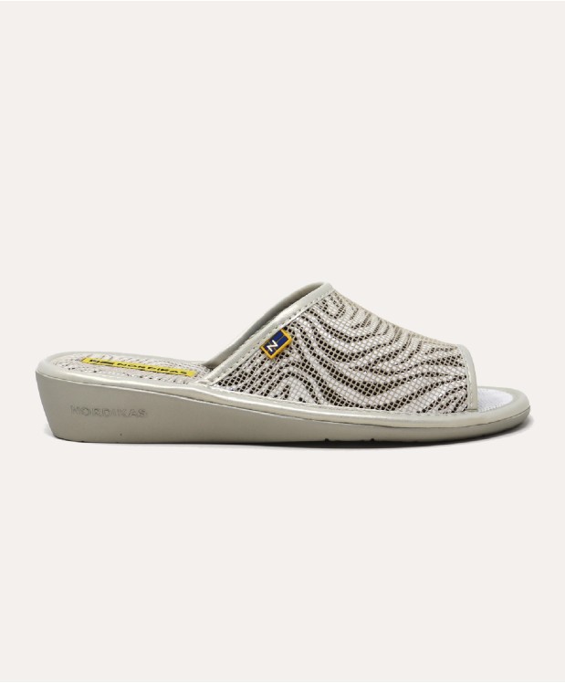 nordikas ZAPATILLAS DE CASA MUJER PIEL CEBRA BEIGE Rebajas de fábrica
