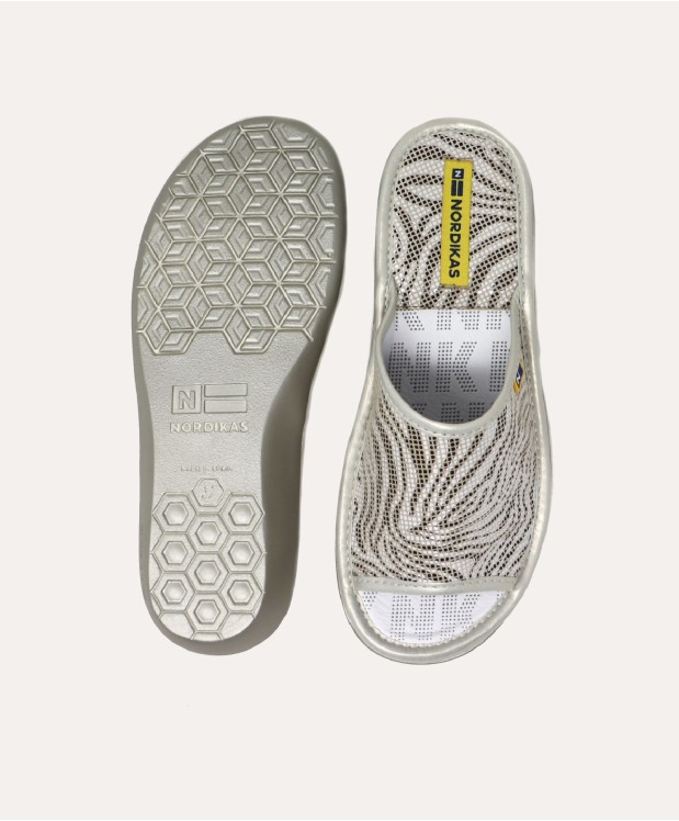 nordikas ZAPATILLAS DE CASA MUJER PIEL CEBRA BEIGE Rebajas de fábrica