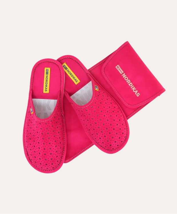 nordikas ZAPATILLAS DE VIAJE MUJER CORAZONES FRAMBUESA Libre de impuestos