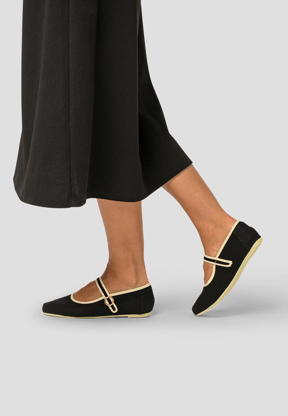 paez MARY JANE LINEN BLACK Ofertas de temporada