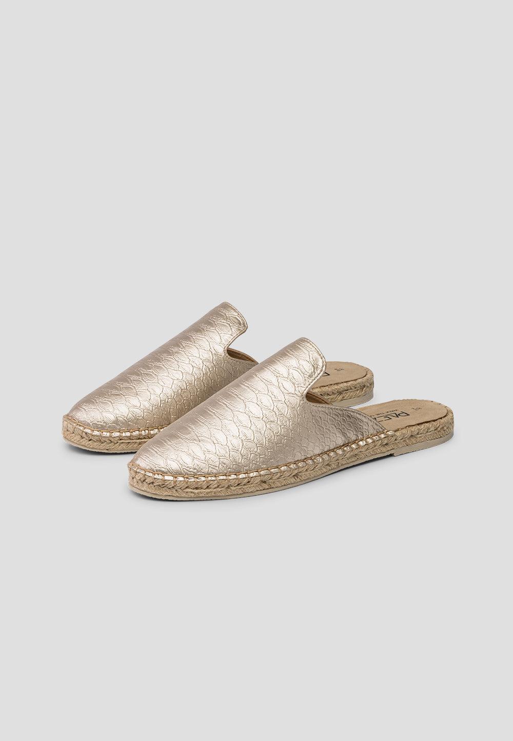paez MULE VEGAN LEATHER SNAKE GOLD Libre de impuestos