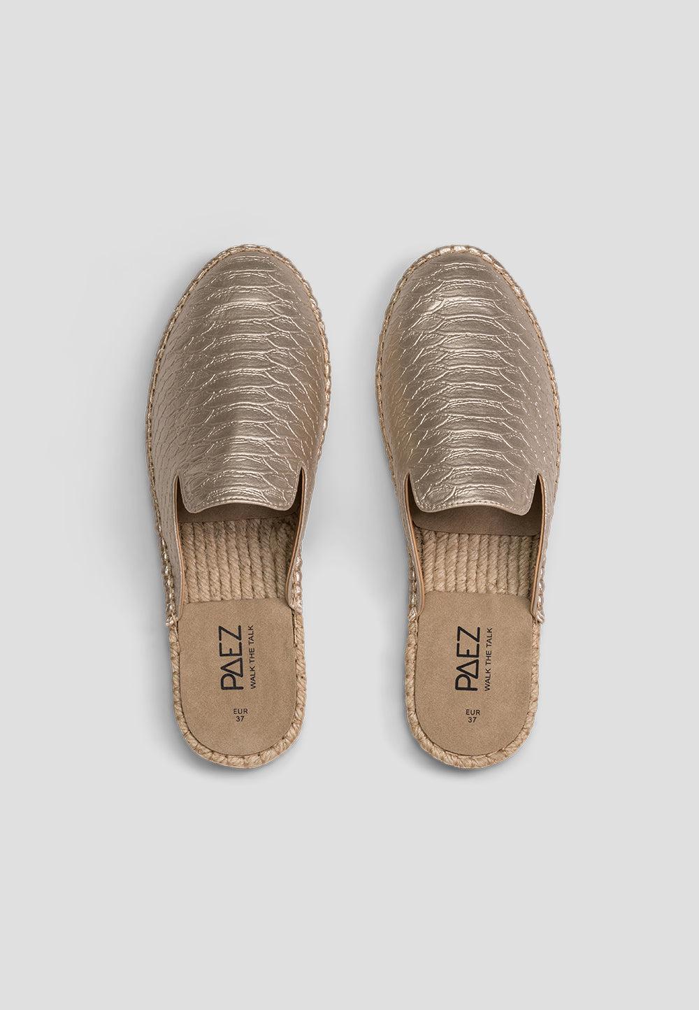 paez MULE VEGAN LEATHER SNAKE GOLD Libre de impuestos