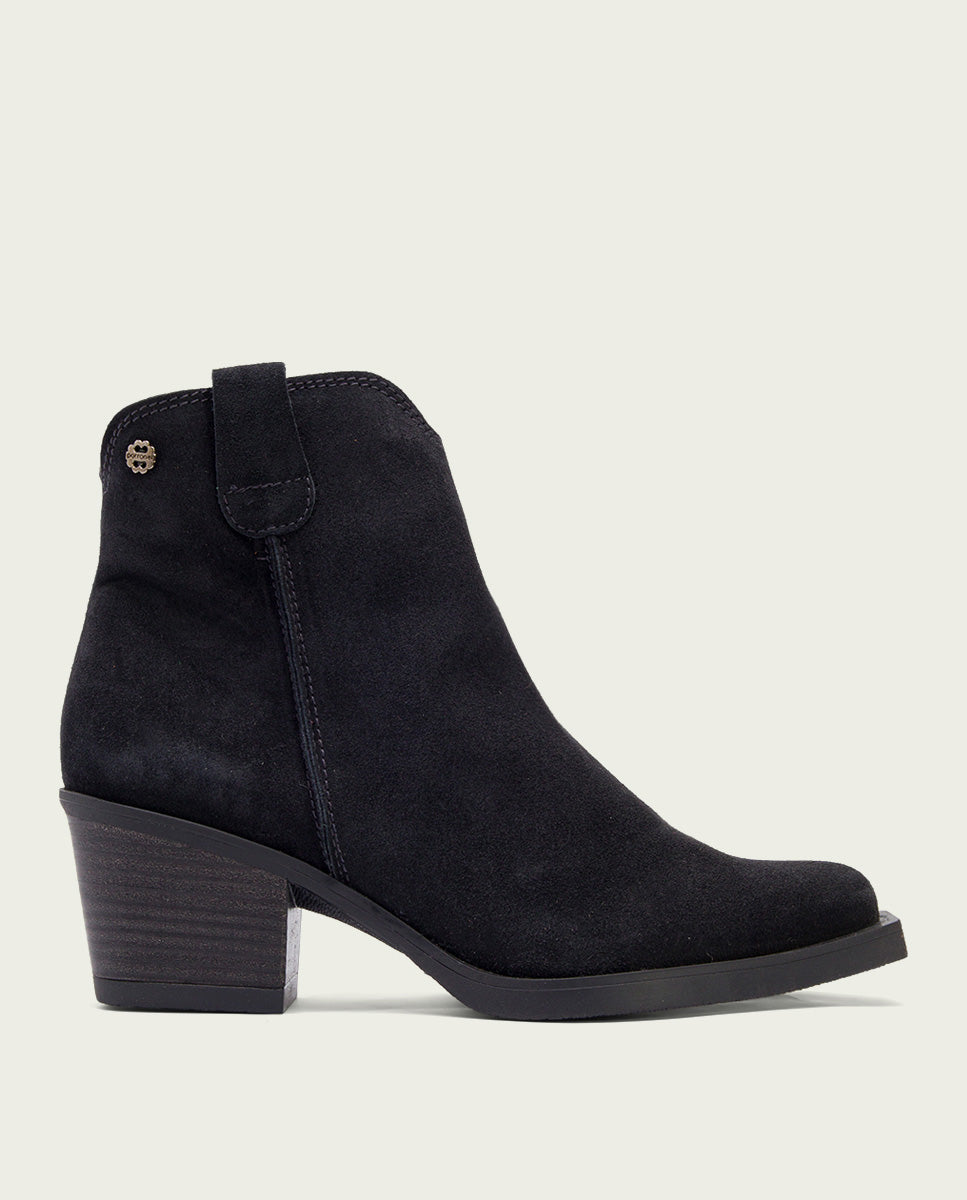 porronet BOTINES COWBOY DE PIEL CARBÓN CON CREMALLERA HEBE