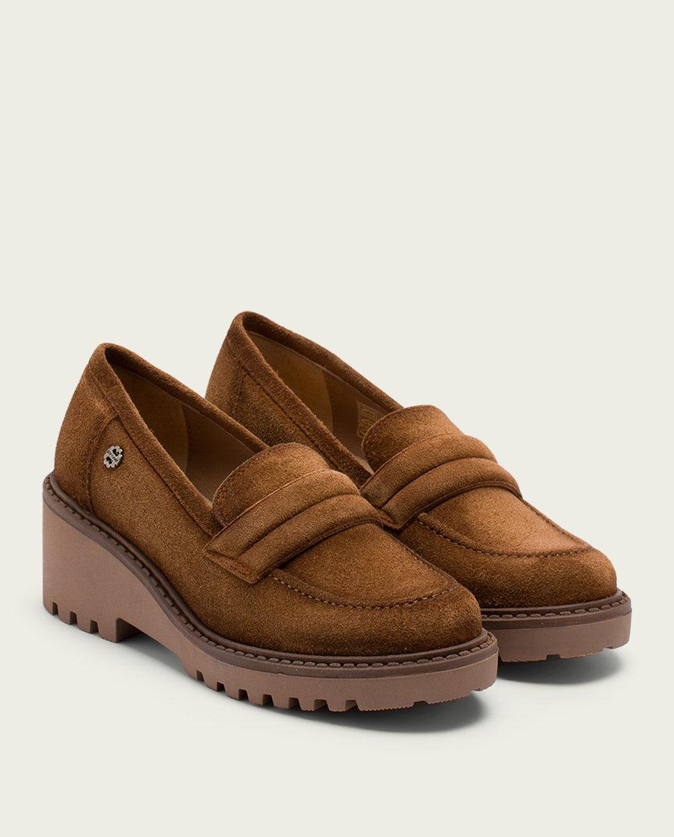 porronet MOCASINES DE PIEL CON CUÑA CUERO LAIA Liquidación