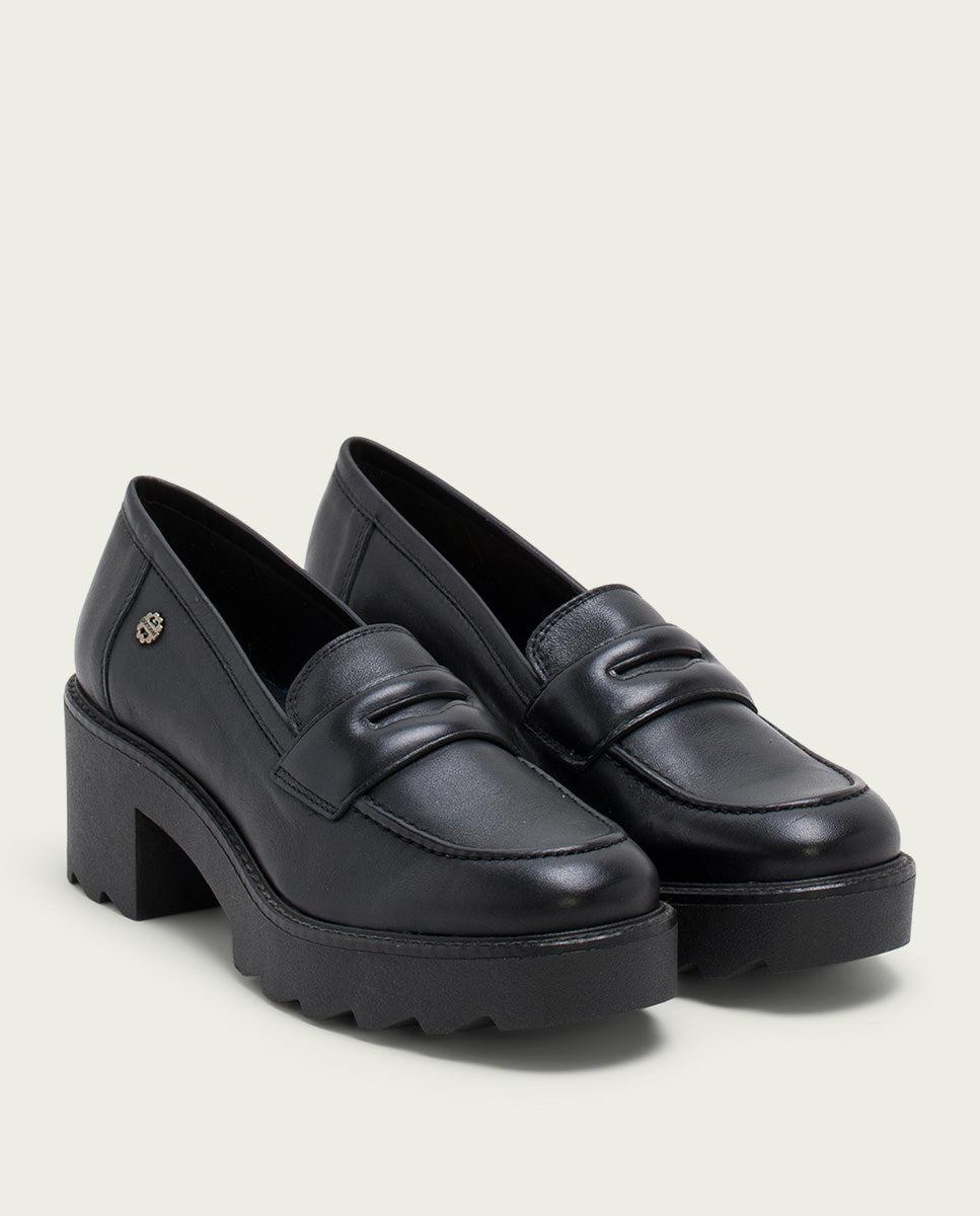 porronet MOCASINES DE PIEL CON TACÓN NEGRO MABEL Limitado a 3 días