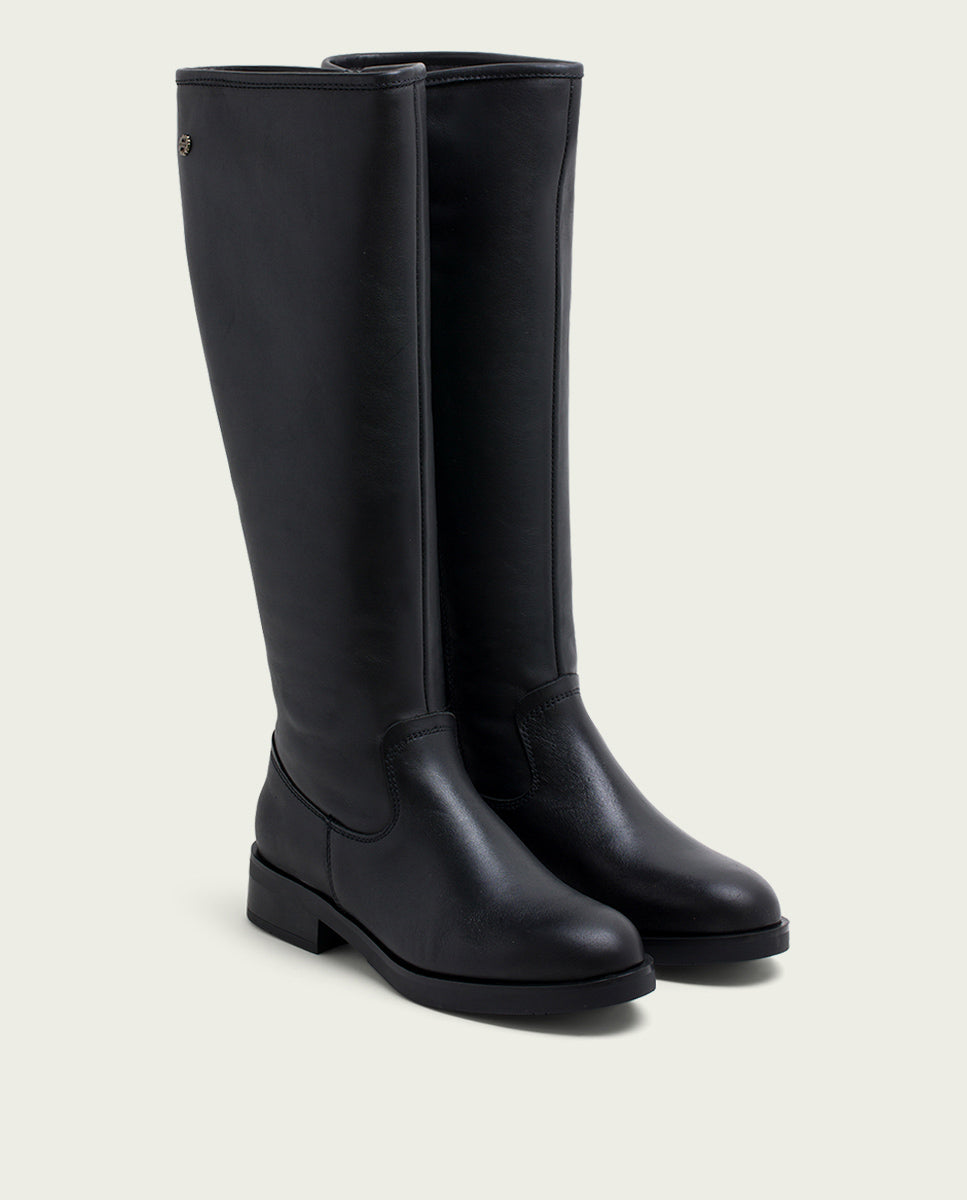 porronet BOTAS ALTAS DE PIEL NEGRA CON CREMALLERA ELBA Descuentos del mes