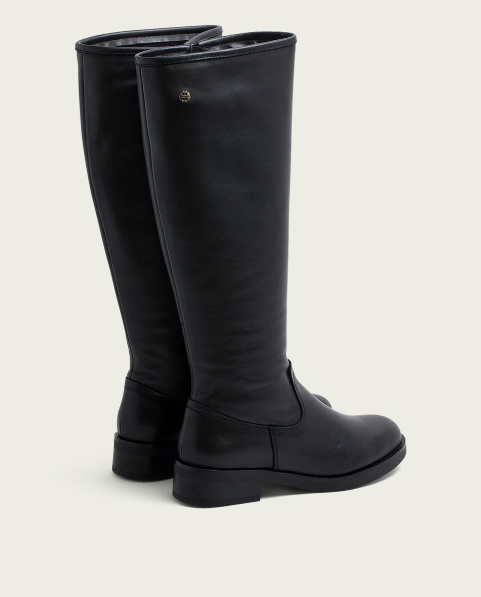 porronet BOTAS ALTAS DE PIEL NEGRA CON CREMALLERA ELBA Descuentos del mes