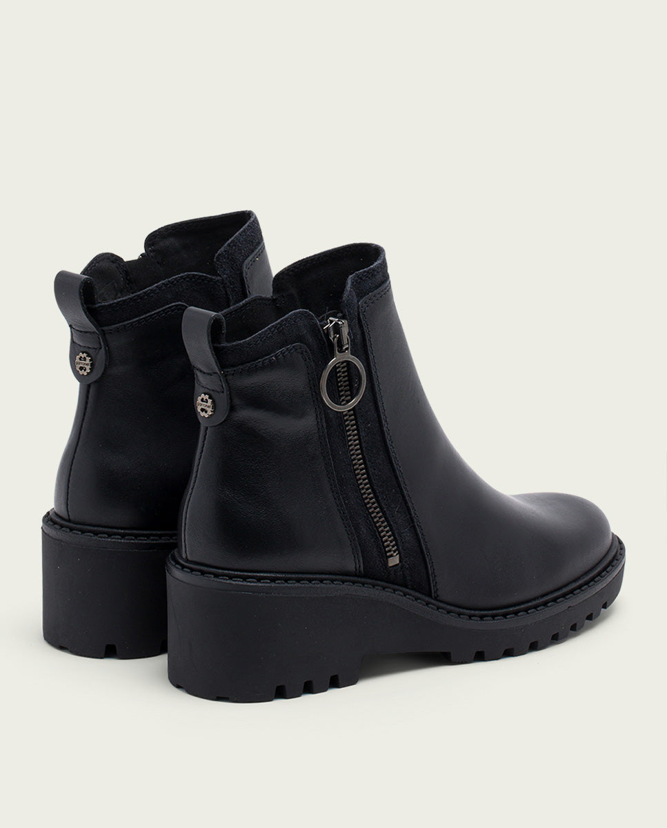 porronet BOTINES DE PIEL CON CUÑA Y CREMALLERA NEGRO LEONA Outlet