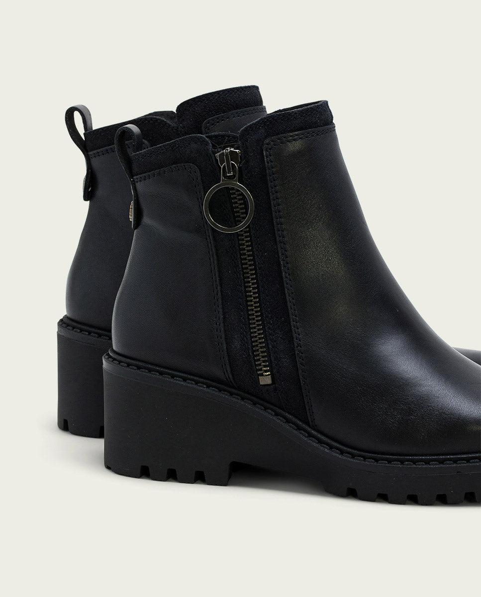 porronet BOTINES DE PIEL CON CUÑA Y CREMALLERA NEGRO LEONA Outlet