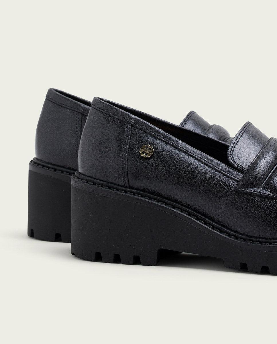 porronet MOCASINES DE PIEL CON CUÑA NEGRA LARI Outlet online