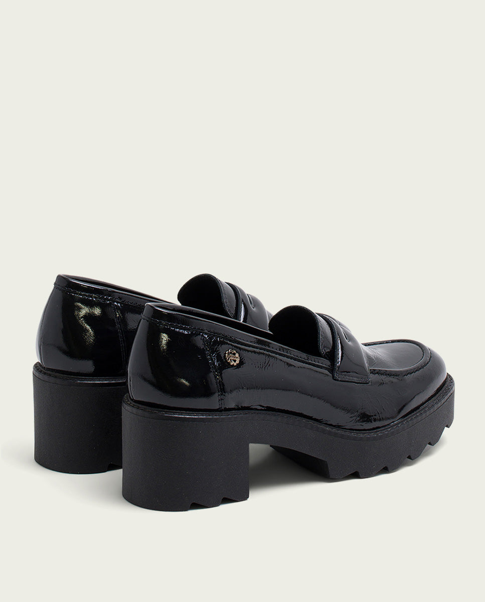 porronet MOCASINES DE PIEL CHAROL CON TACÓN NEGRO MADDY Ofertas