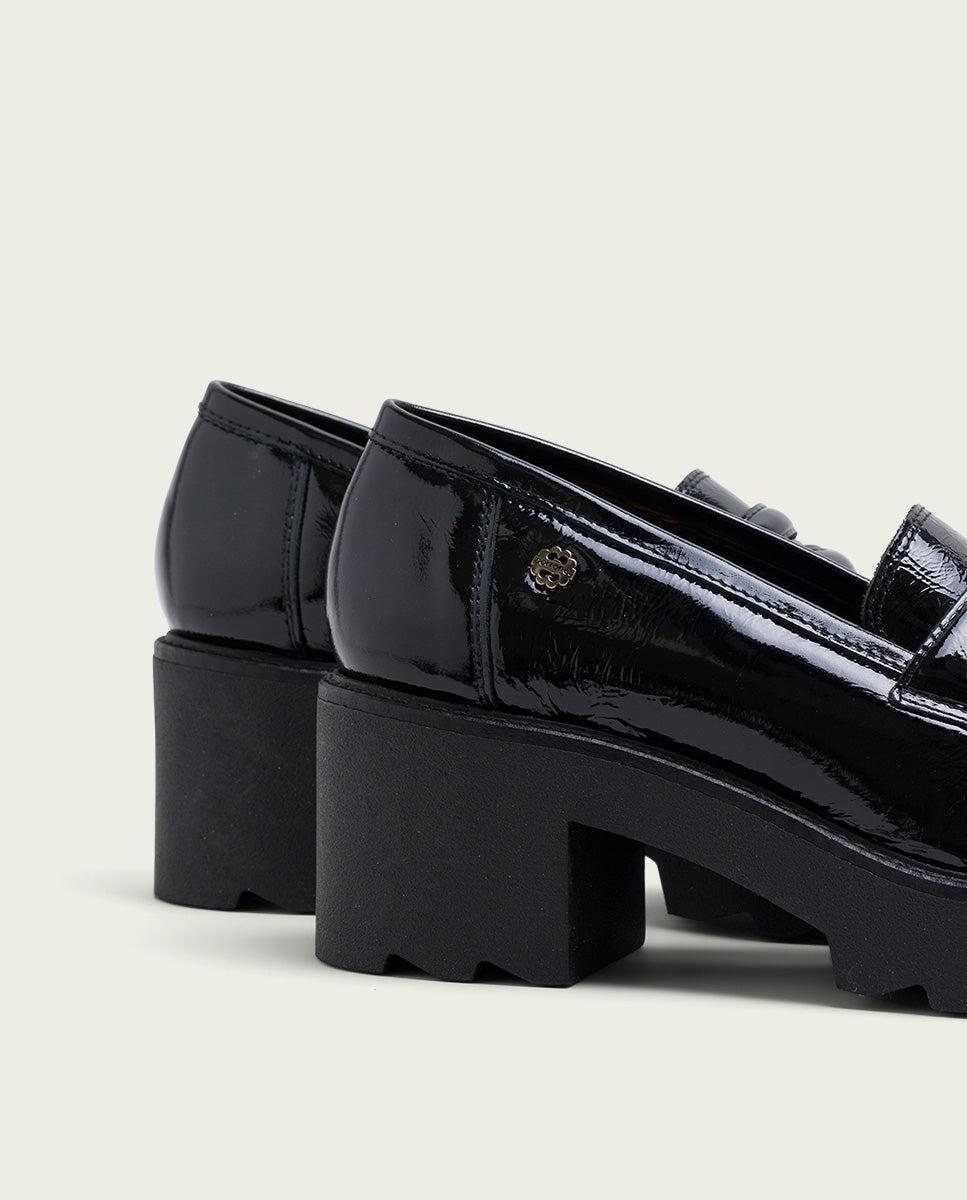 porronet MOCASINES DE PIEL CHAROL CON TACÓN NEGRO MADDY Ofertas