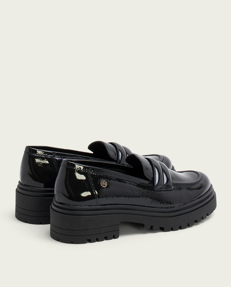 porronet MOCASINES DE PIEL CHAROL NEGROS FAYE En oferta