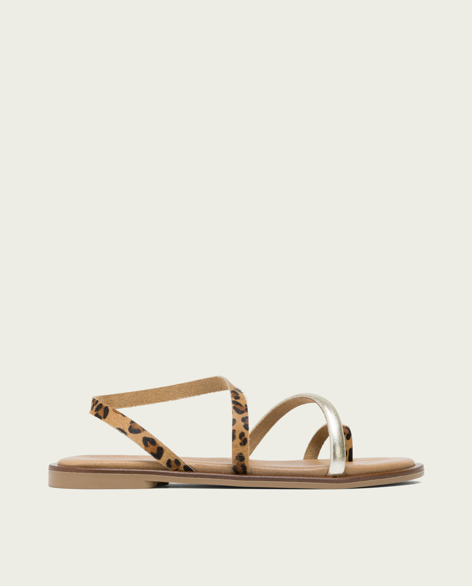 porronet SANDALIA PLANA PIEL ANIMAL PRINT CAMERON Rebajas baratas