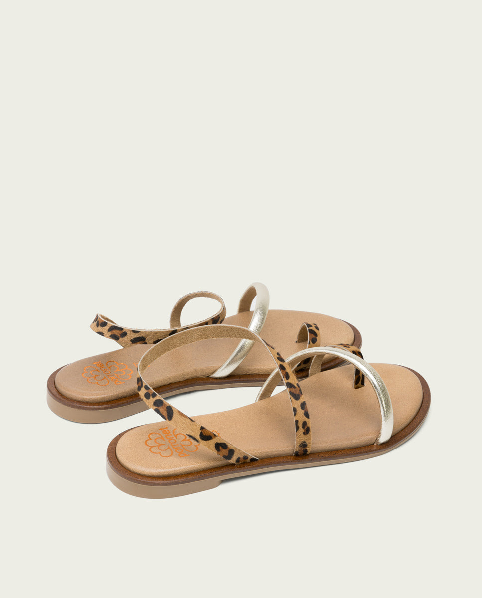 porronet SANDALIA PLANA PIEL ANIMAL PRINT CAMERON Rebajas baratas