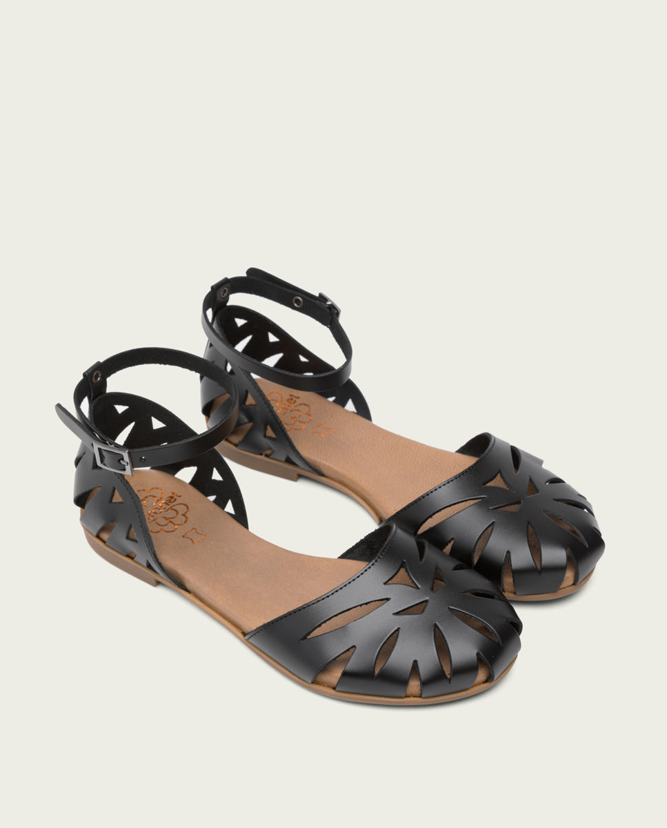 porronet SANDALIA PLANA PIEL NEGRO BETH Descuento
