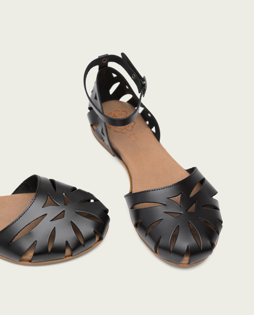 porronet SANDALIA PLANA PIEL NEGRO BETH Descuento