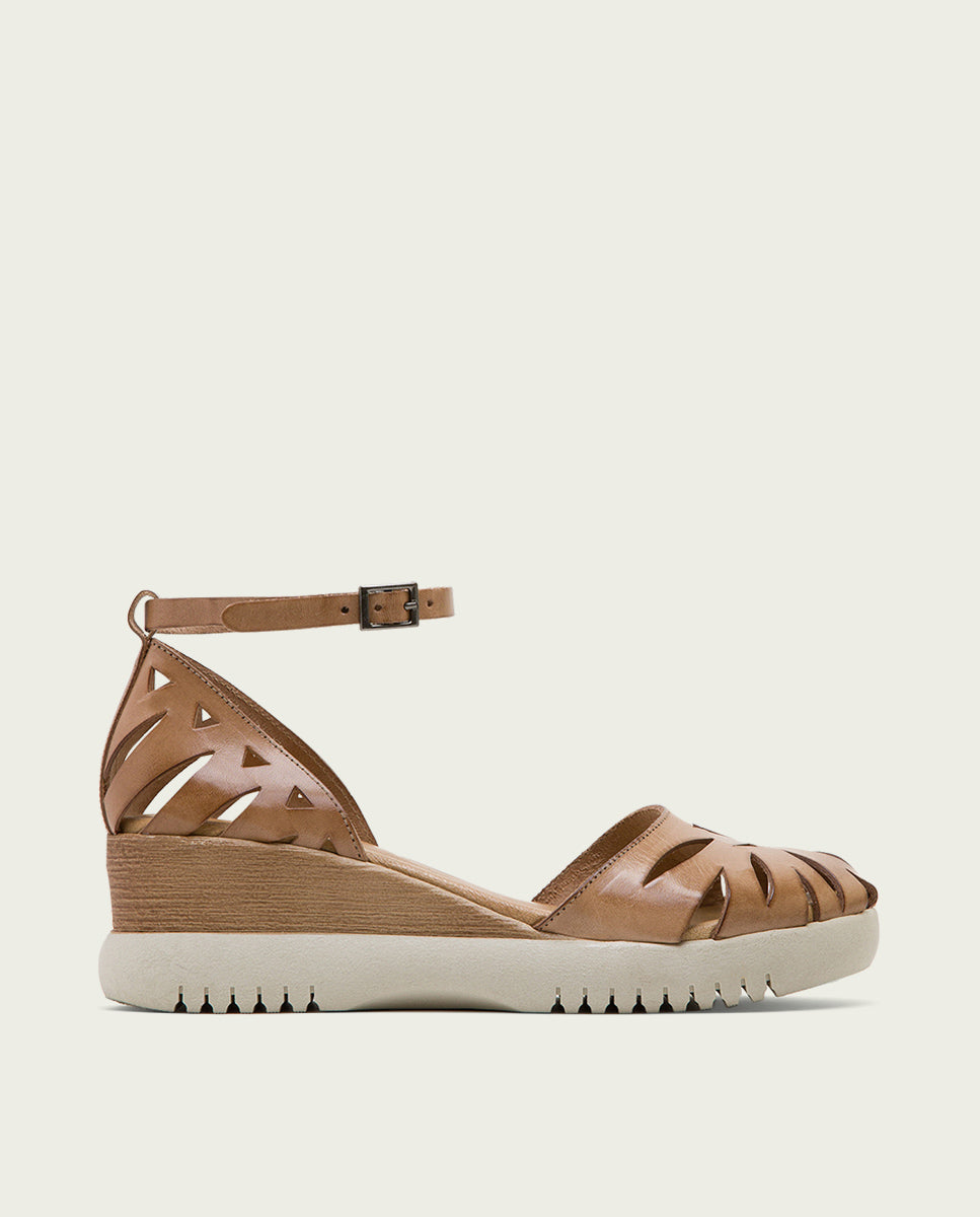 porronet SANDALIA CUÑA PIEL TAUPE EBBA Tienda