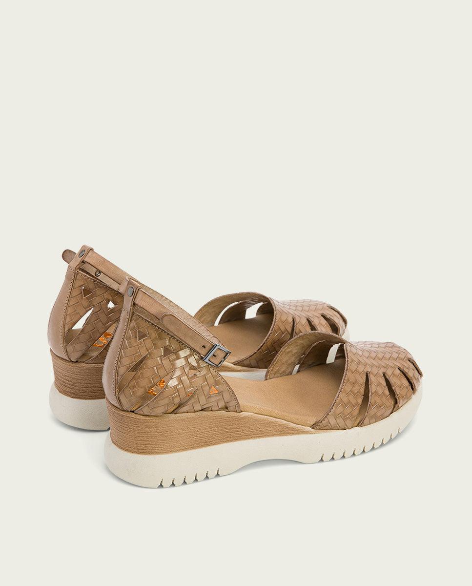 porronet SANDALIA CUÑA PIEL TAUPE EDNA Mejor oferta