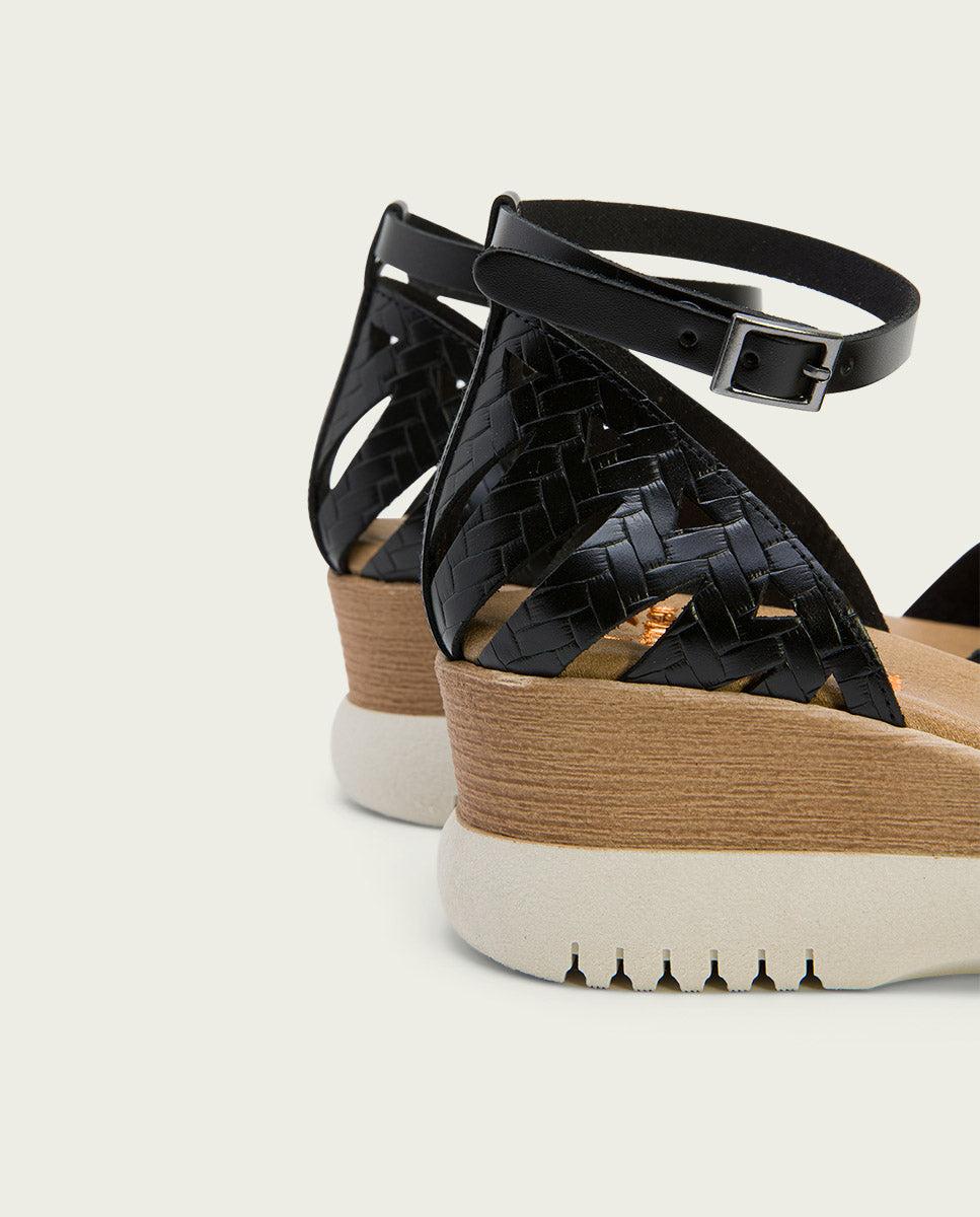 porronet SANDALIA CUÑA PIEL NEGRA EDNA Rebajas online
