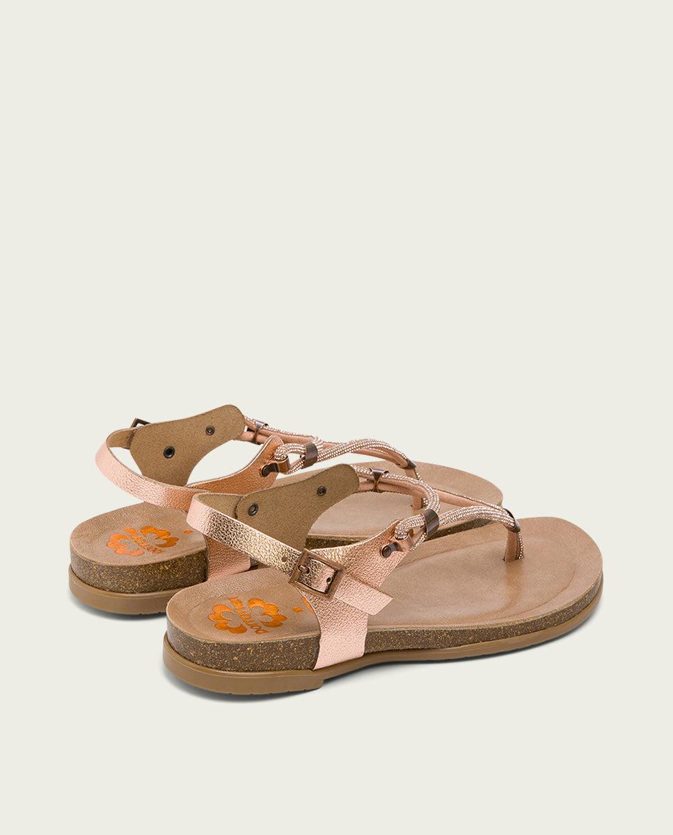 porronet SANDALIA ESCLAVA BIO CON PALA DE BRILLANTES ROSE PIEL DELTA Envío gratis