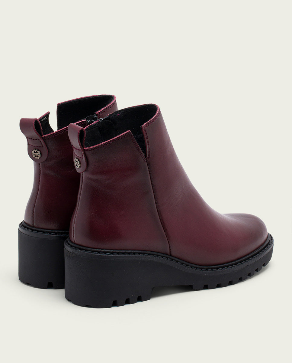 porronet BOTINES DE PIEL CON CUÑA Y CREMALLERA BURDEOS LETHA COMPRAR AHORA