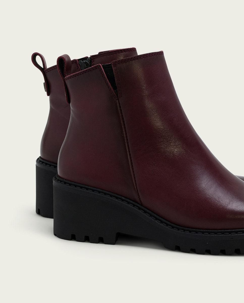 porronet BOTINES DE PIEL CON CUÑA Y CREMALLERA BURDEOS LETHA COMPRAR AHORA