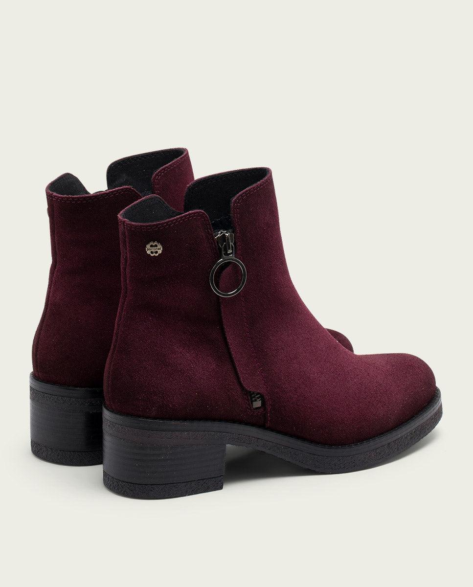porronet BOTINES DE PIEL BURDEOS CON CREMALLERA GLEDA ÚLTIMAS EDICIONES