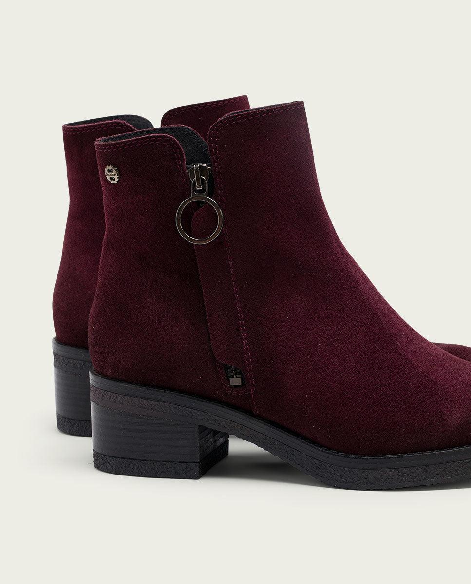 porronet BOTINES DE PIEL BURDEOS CON CREMALLERA GLEDA ÚLTIMAS EDICIONES