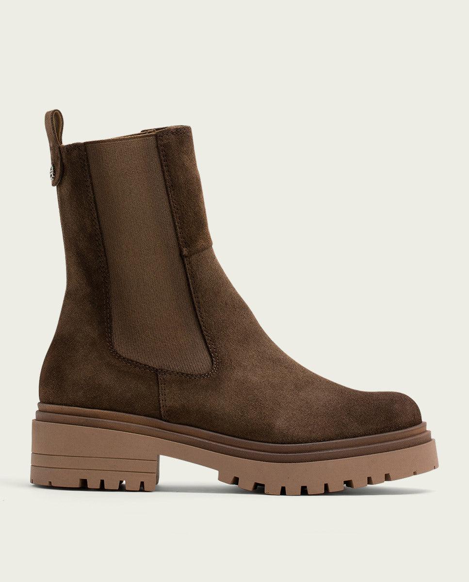 porronet BOTINES DE SERRAJE MOKA CON ELÁSTICOS FLEUR Precio de fábrica