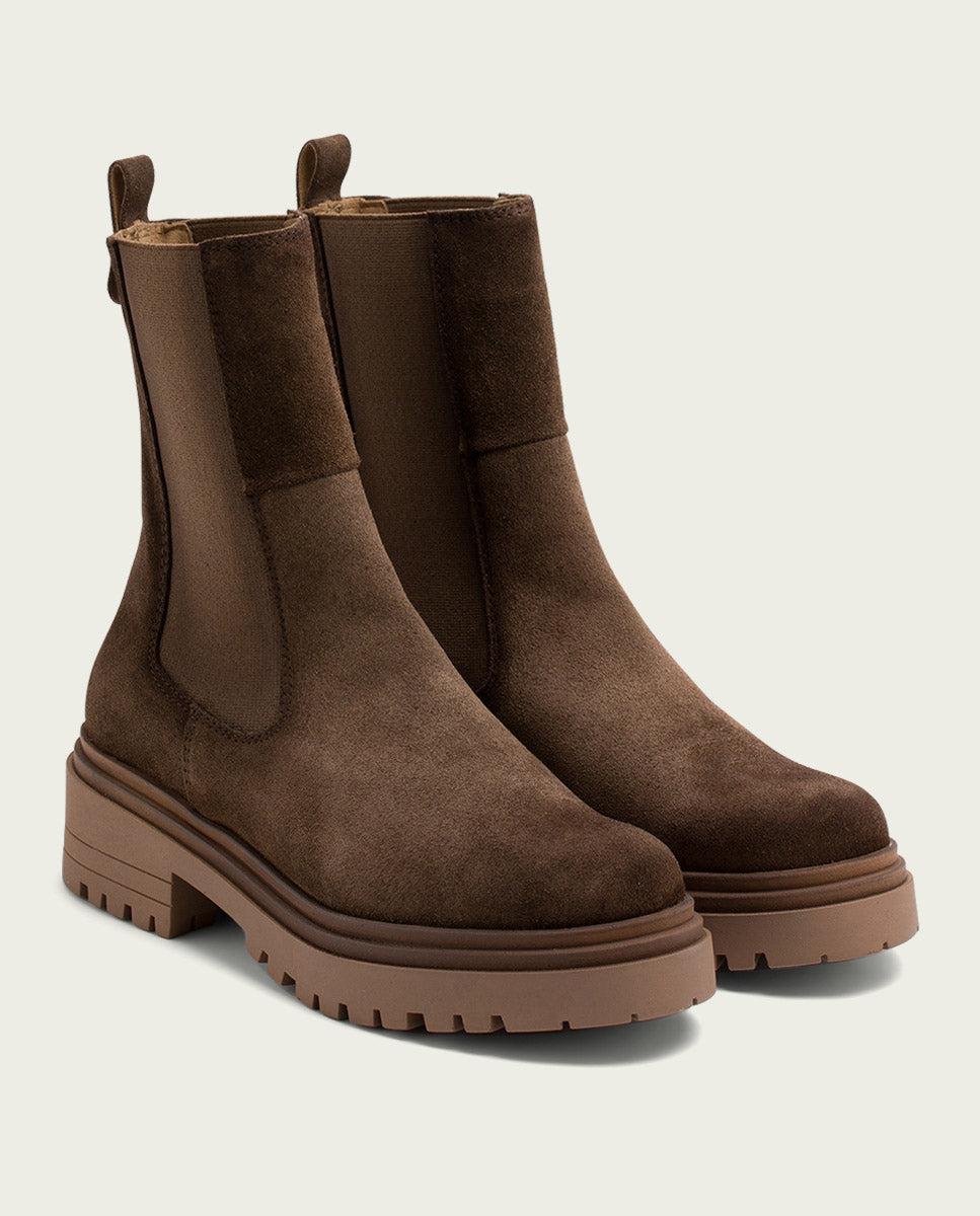 porronet BOTINES DE SERRAJE MOKA CON ELÁSTICOS FLEUR Precio de fábrica