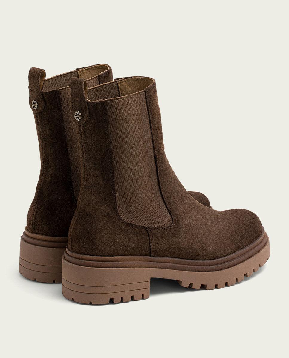 porronet BOTINES DE SERRAJE MOKA CON ELÁSTICOS FLEUR Precio de fábrica