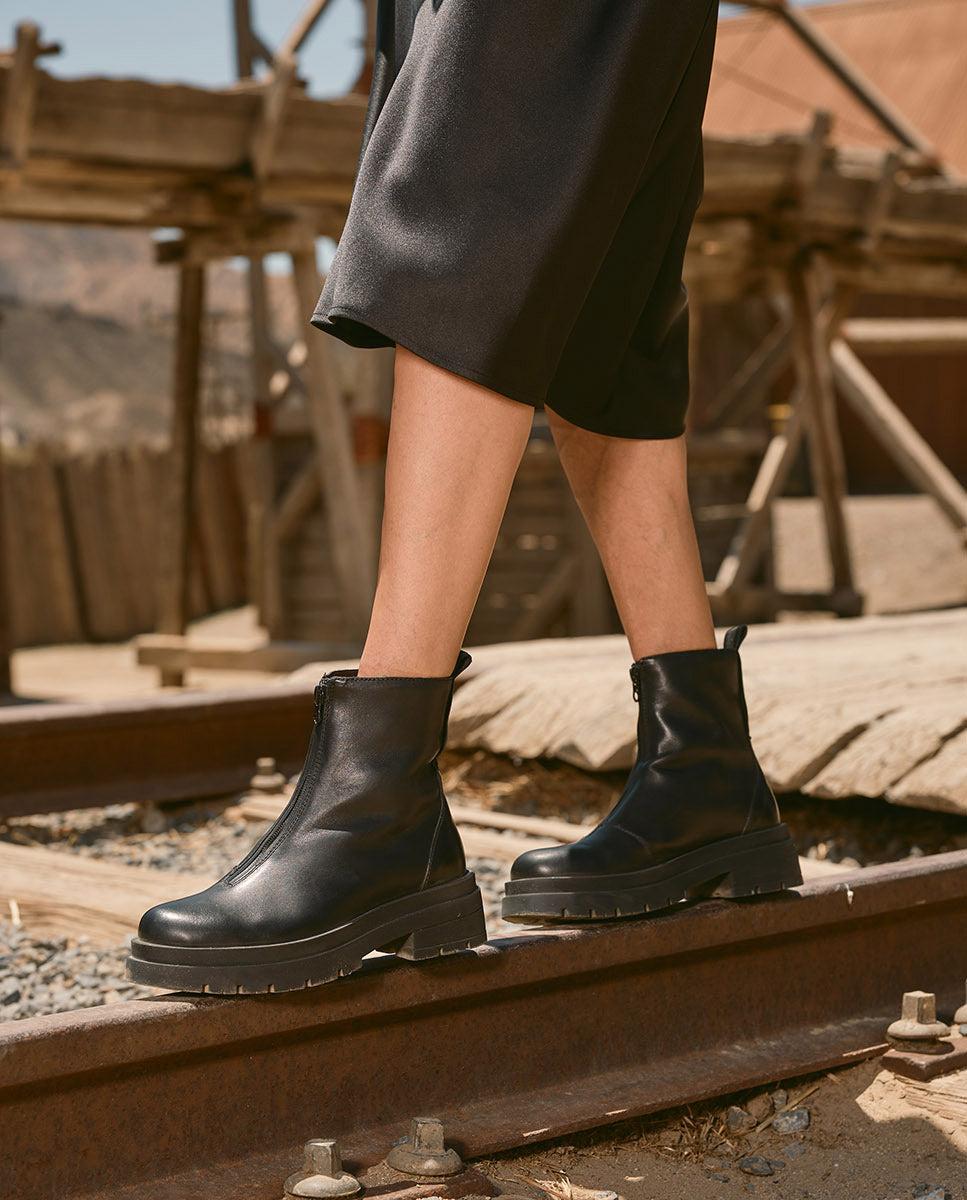porronet BOTINES TRACK NEGROS PIEL CON CREMALLERA NALA Promoción por tiempo limitado