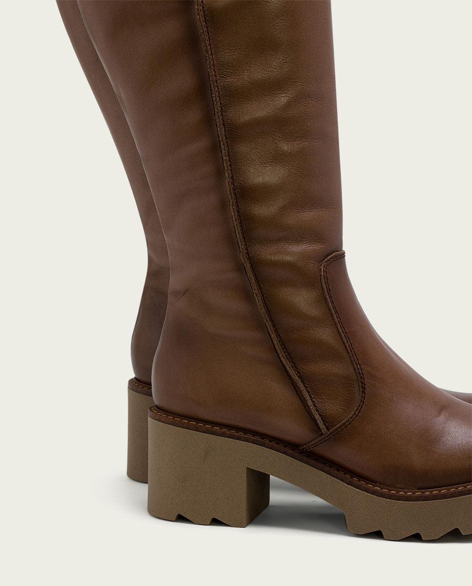 porronet BOTAS DE PIEL CON CREMALLERA TAUPE MAYRA Superdescuento
