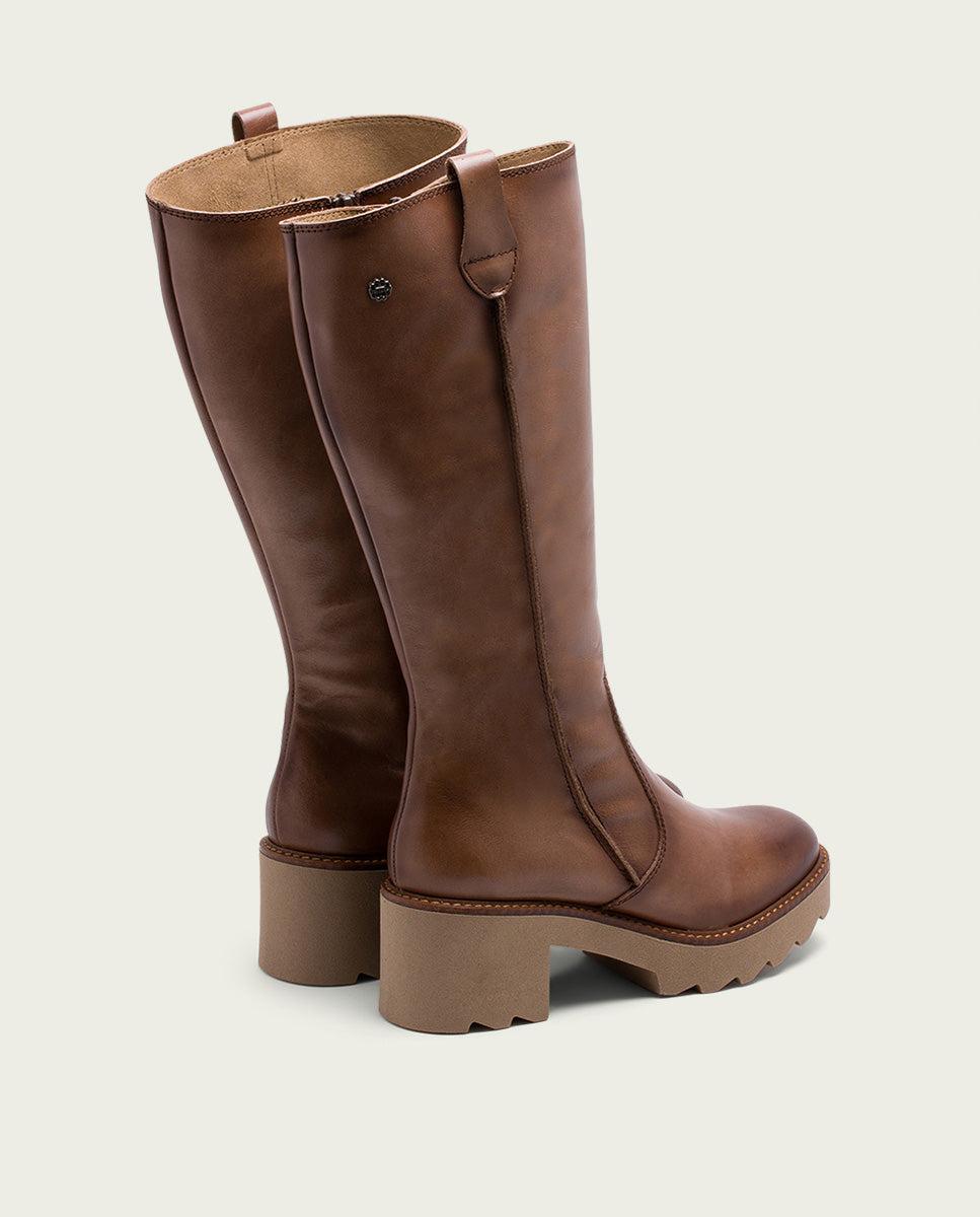 porronet BOTAS DE PIEL CON CREMALLERA TAUPE MAYRA Superdescuento