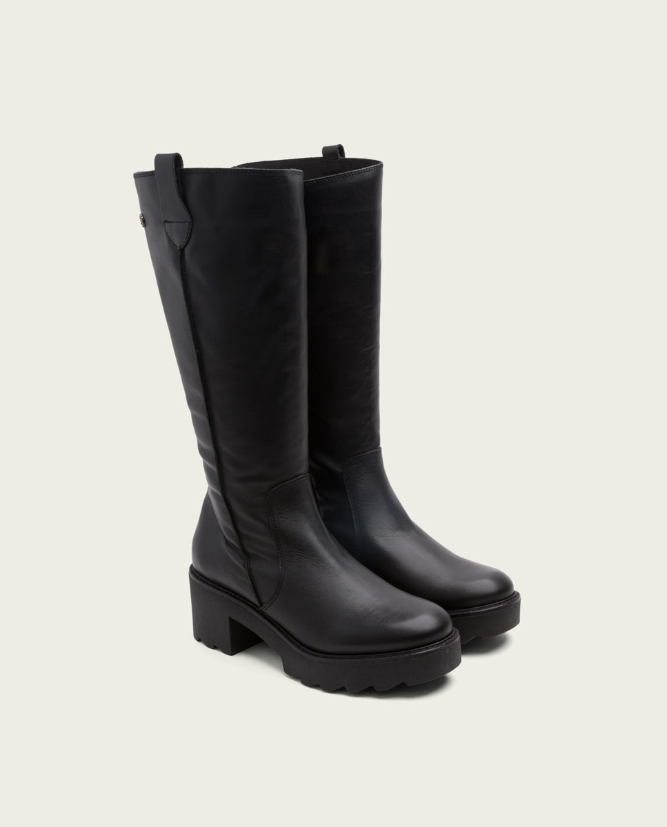 porronet BOTAS DE PIEL CON CREMALLERA NEGRA MAYRA Grandes descuentos