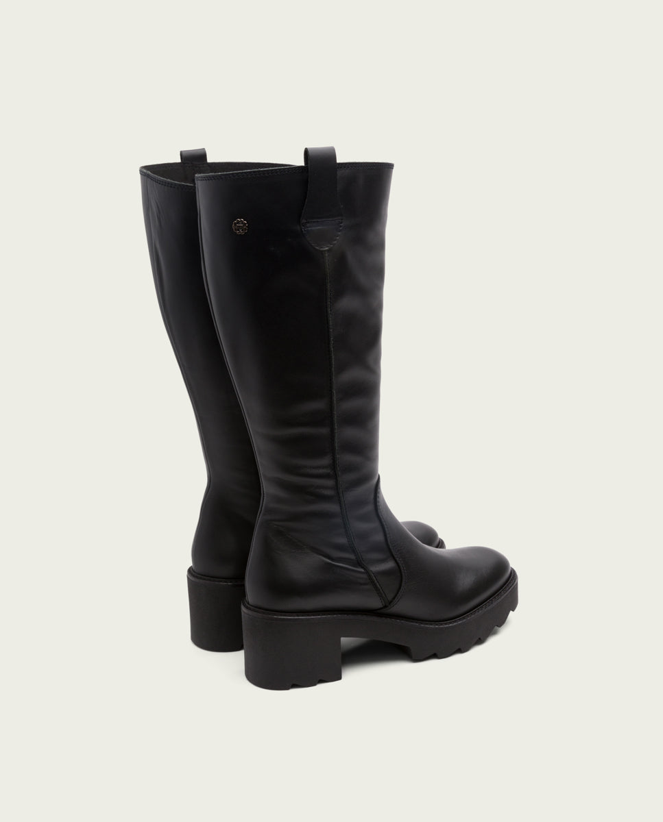 porronet BOTAS DE PIEL CON CREMALLERA NEGRA MAYRA Grandes descuentos