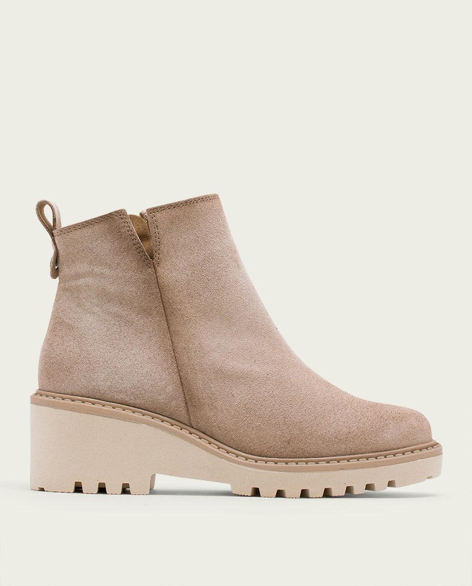 porronet BOTINES DE PIEL CON CUÑA Y CREMALLERA ARENA LIDIA Envío internacional gratuito
