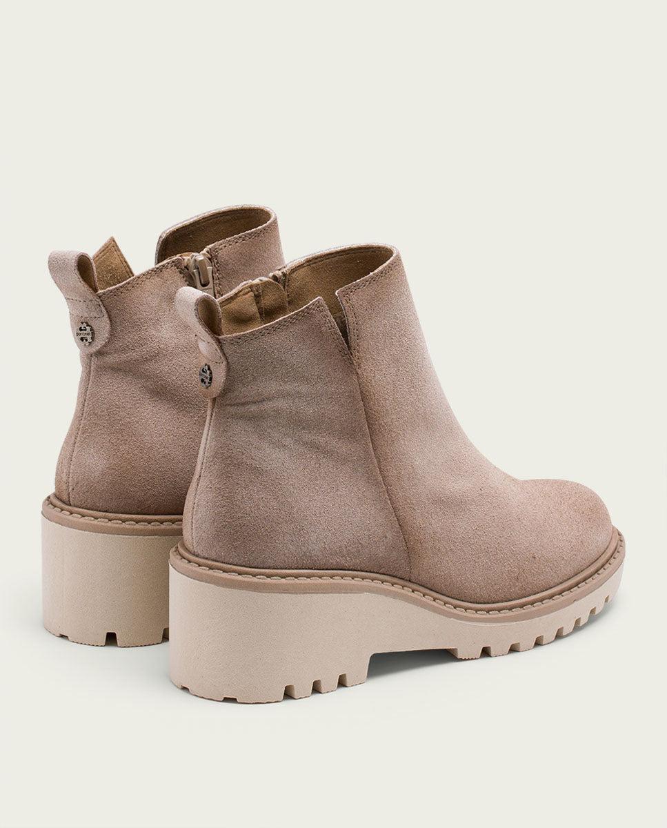 porronet BOTINES DE PIEL CON CUÑA Y CREMALLERA ARENA LIDIA Envío internacional gratuito