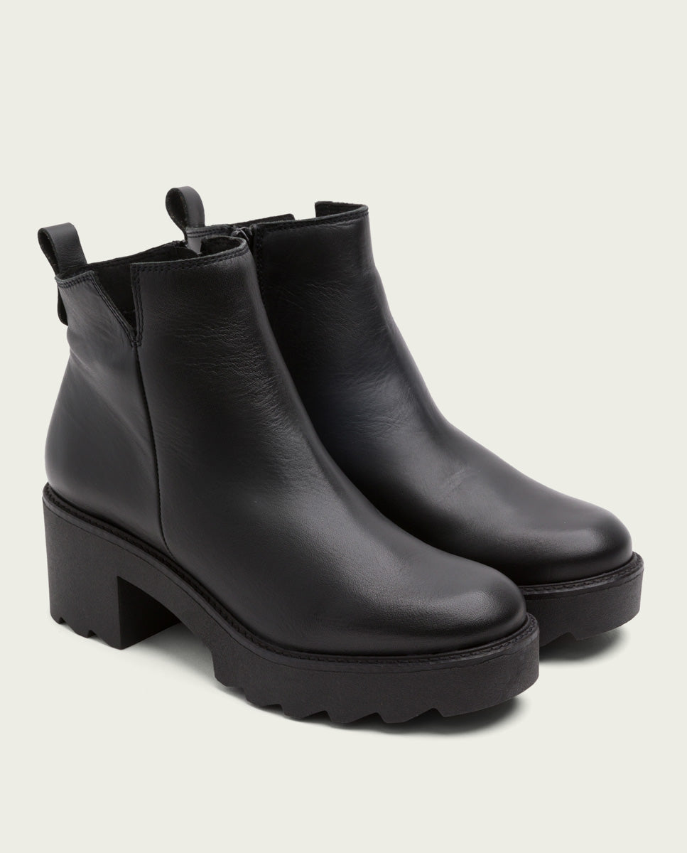 porronet BOTINES DE PIEL CON CREMALLERA NEGRA MILA Tienda de fábrica