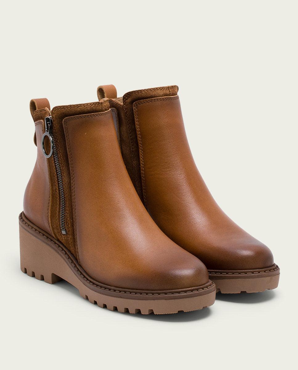 porronet BOTINES DE PIEL CON CUÑA Y CREMALLERA CUERO LEONA Ofertas de temporada