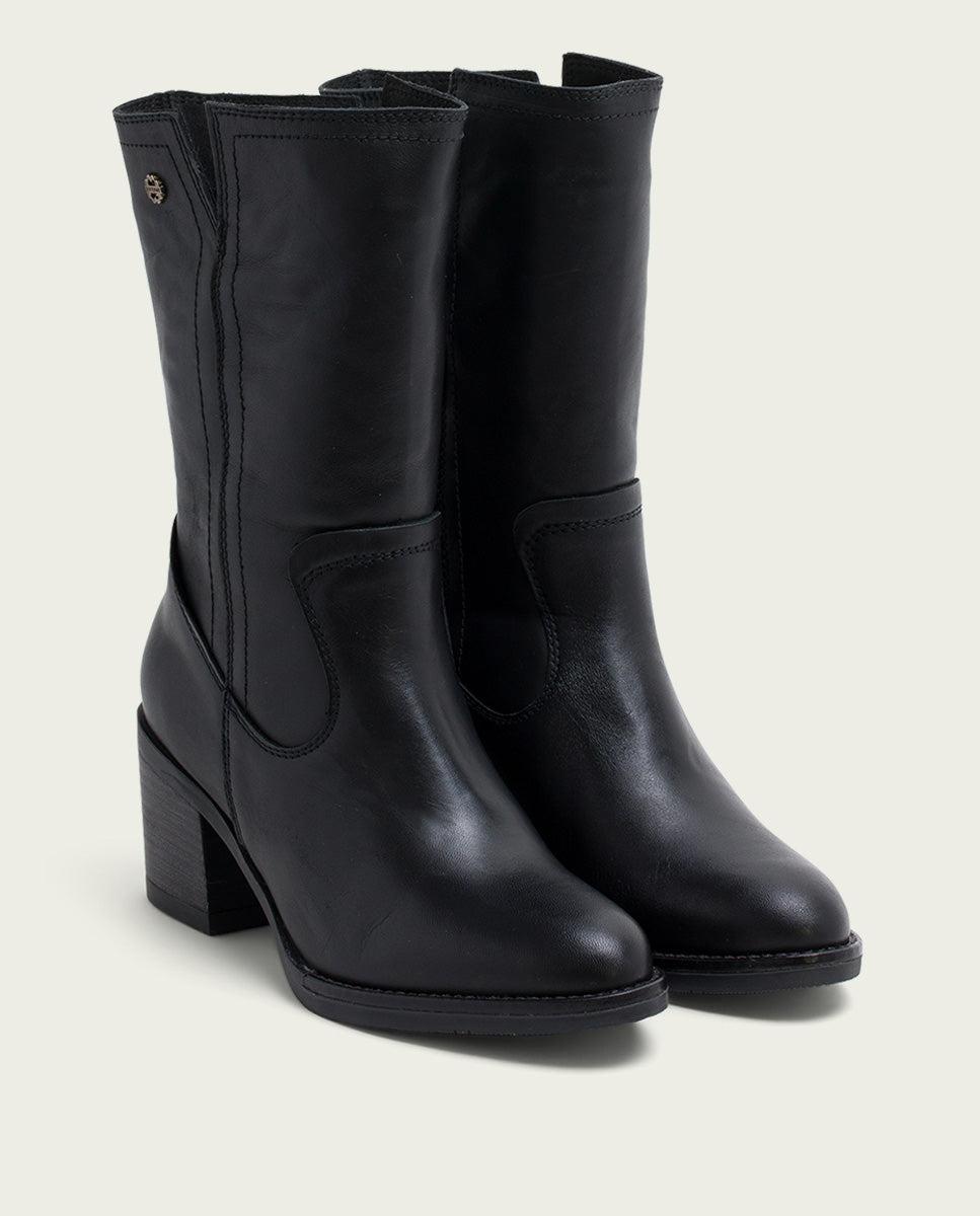 porronet BOTAS DE PIEL NEGRA CON CREMALLERA JANIA Outlet