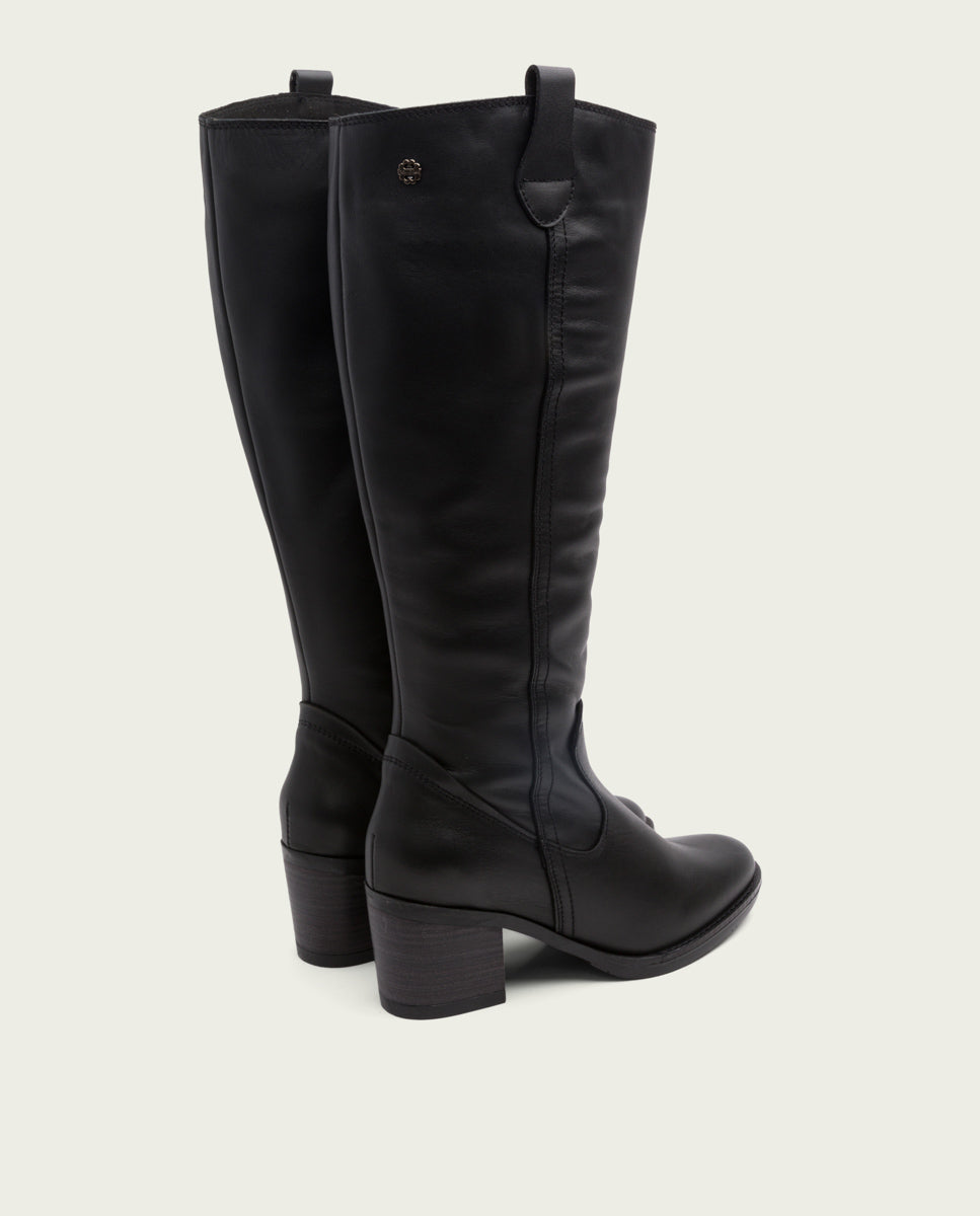 porronet BOTAS DE PIEL NEGRA CON CREMALLERA JEMMA Outlet online