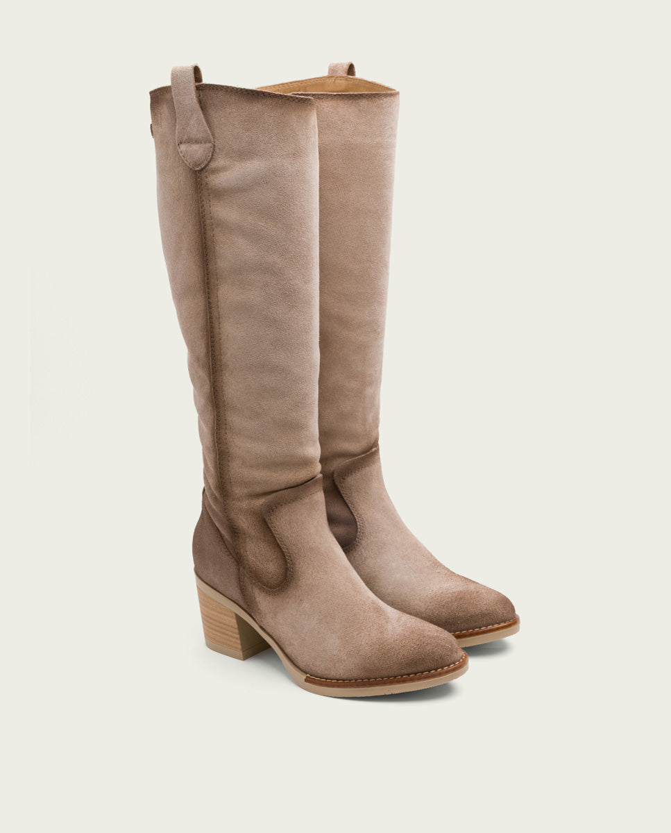 porronet BOTAS DE PIEL ARENA CON CREMALLERA JIMAE ÚLTIMAS EDICIONES